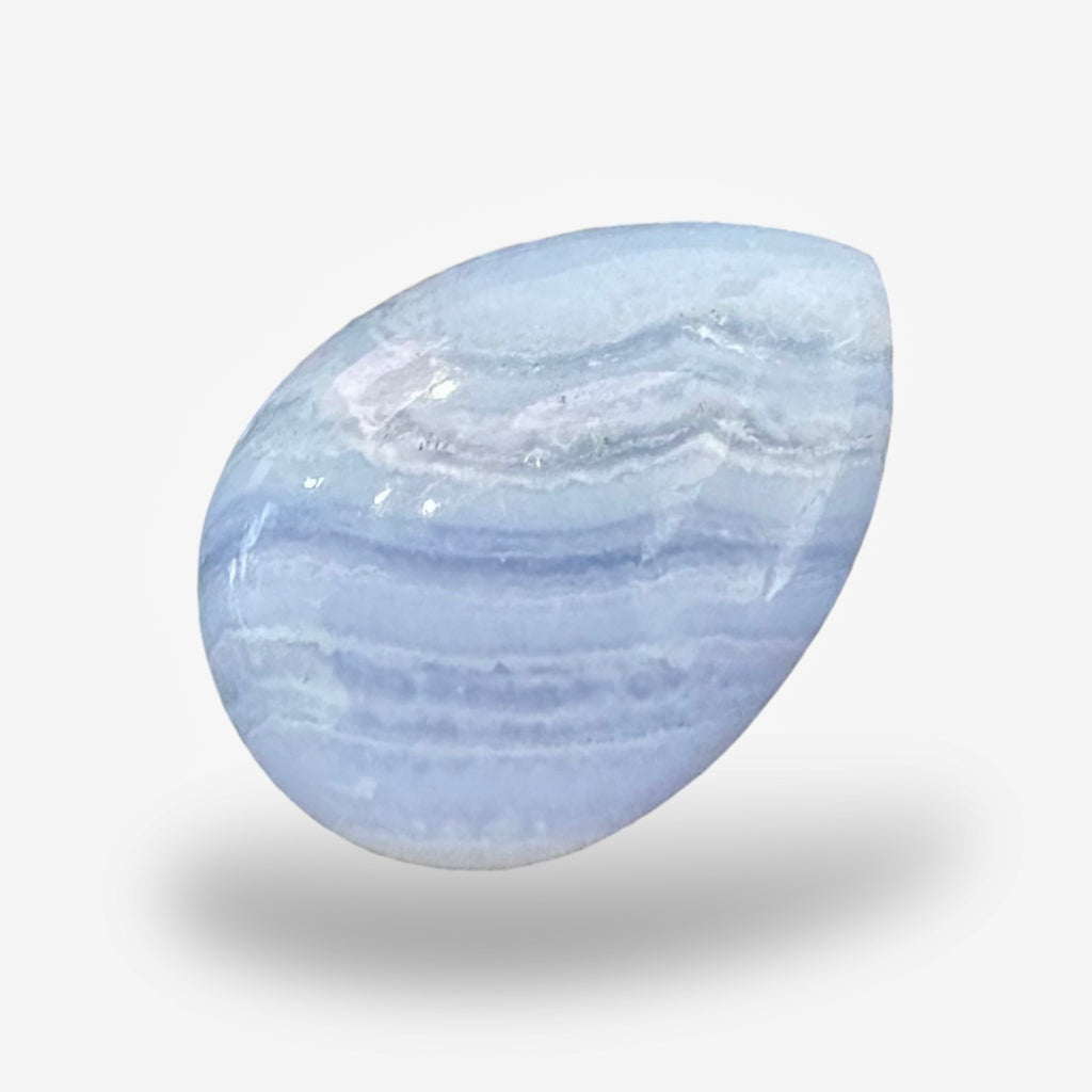 Blue lace Agate (Aqeeq) SkyBlue Color Pear Caochon Shape 25.8 Carats Size 21X15.5mm