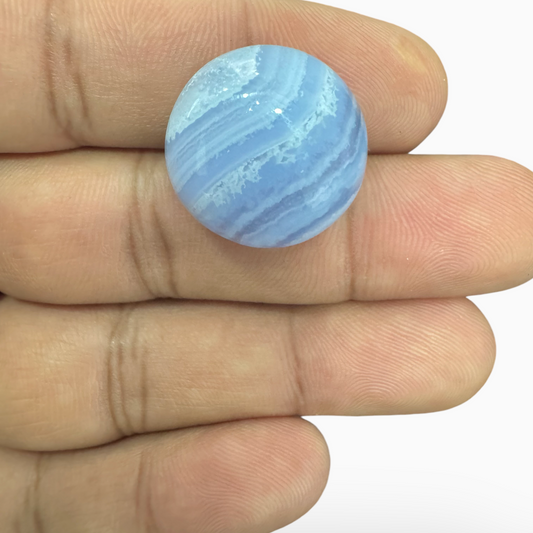 Blue lace Agate (Aqeeq) SkyBlue Color Round Caochon Shape 30.5 Carats Size 19.5X19.5mm