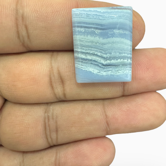 Blue lace Agate (Aqeeq) SkyBlue Color Square Caochon Shape 28.8 Carats Size 23X18mm