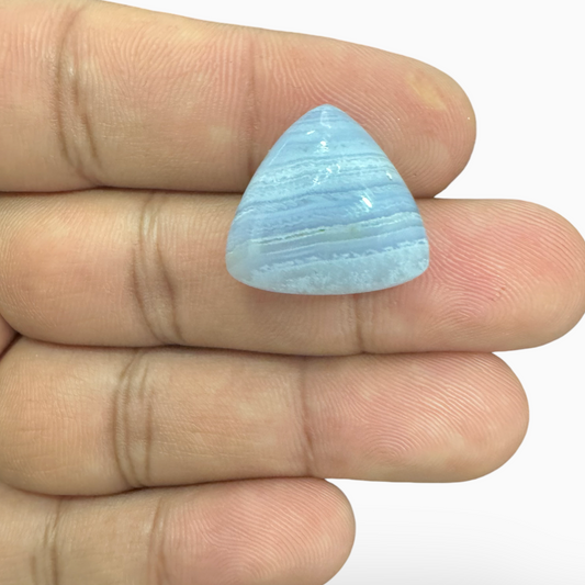 Blue lace Agate (Aqeeq) SkyBlue Color Trilliant Caochon Shape 20.38 Carats Size 18.5X18.5mm