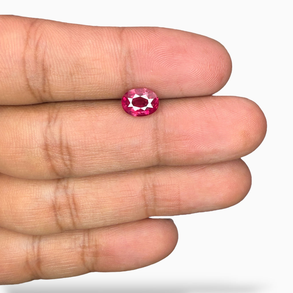 Burmise Ruby 1.84 Carats Oval Cut 8.54 x 6.49 x 3.69 mm Certified By IDL