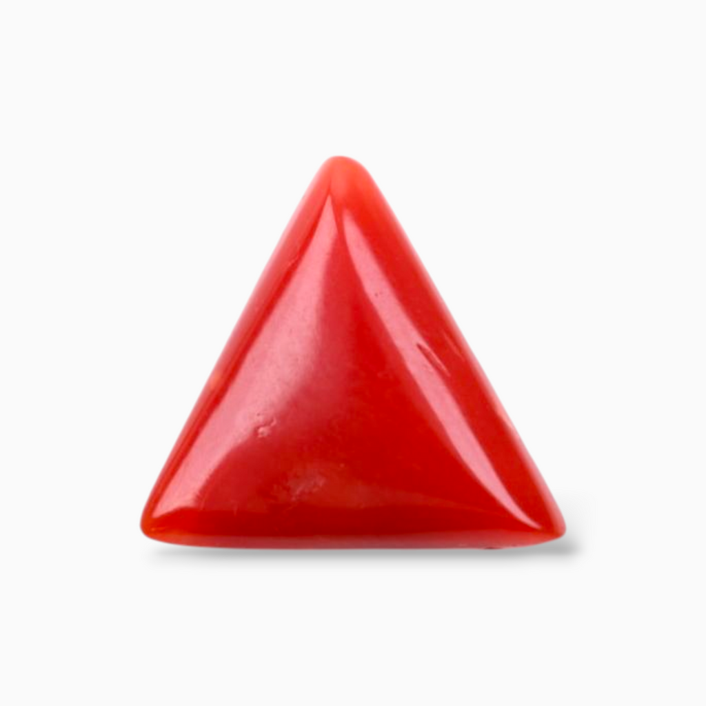 Buy Italian Red Coral Stone For Sale 3.57 Carats Triangle Shape Size 11.1mm