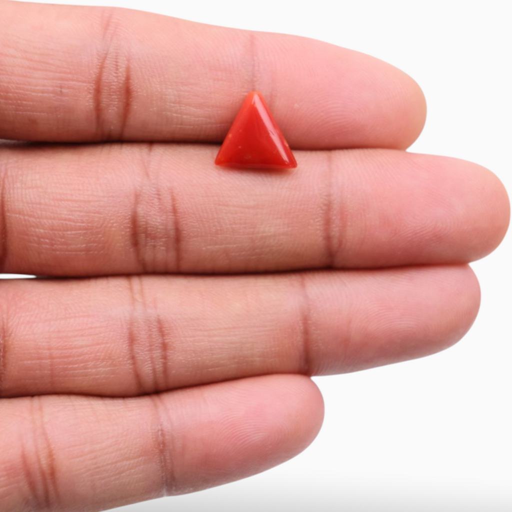 Buy Italian Red Coral Stone For Sale 3.57 Carats Triangle Shape Size 11.1mm