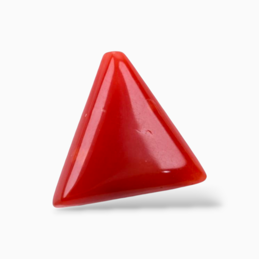 Buy Italian Red Coral Stone For Sale 3.57 Carats Triangle Shape Size 11.1mm