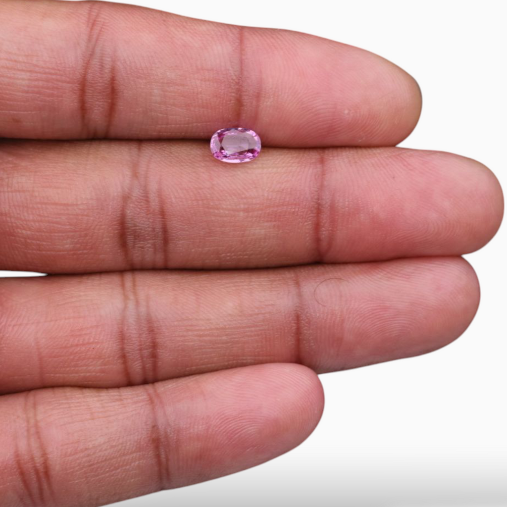 Buy Natural Pink Sapphire Stone In Oval Shape 0.91 Carats & Size 7.2x5mm