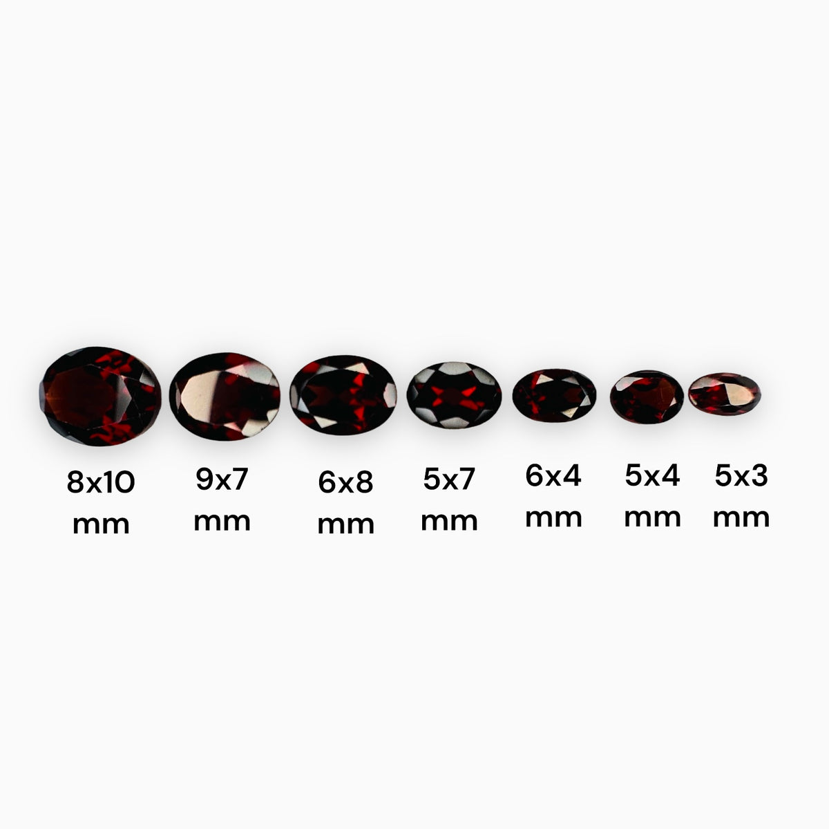 Buy Natural Red Garnet Stone Size  From 5x3 mm To 8x10 mm, Carats 0.30 To 2.50 Carats