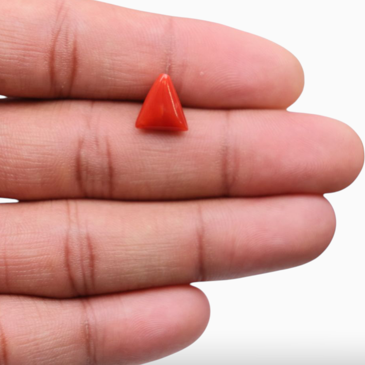 Buy Now Red Coral Stone For Sale 3.43 Carats Triangle Shape Size 10.7mm