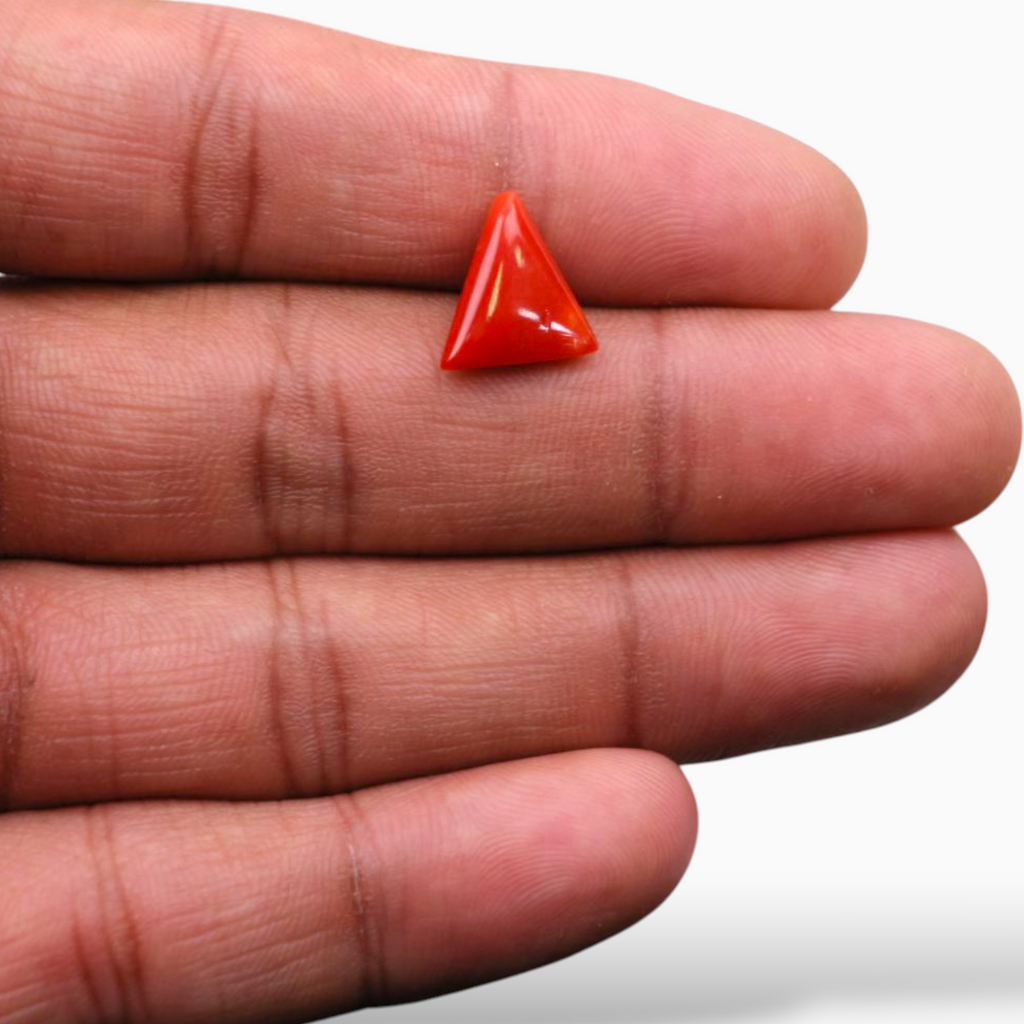 Buy Real Moonga Stone For Sale 3.21 Carats Triangle Shape Size 12mm