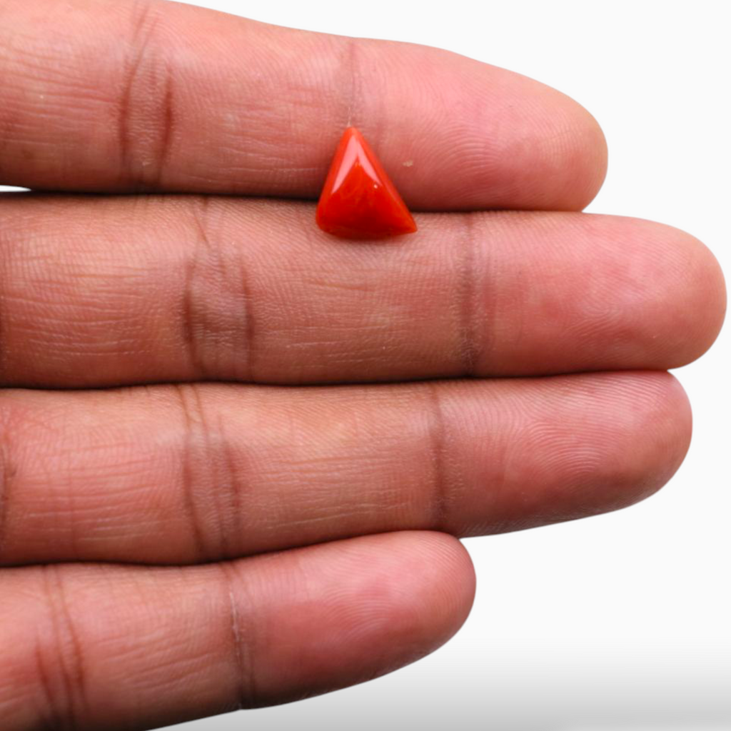Buy Red Coral Stone For Sale 2.88 Carats Triangle Shape Size 11mm
