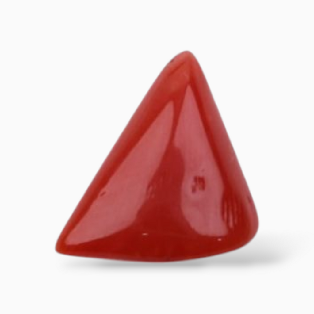 Buy Red Coral Stone For Sale 2.88 Carats Triangle Shape Size 11mm