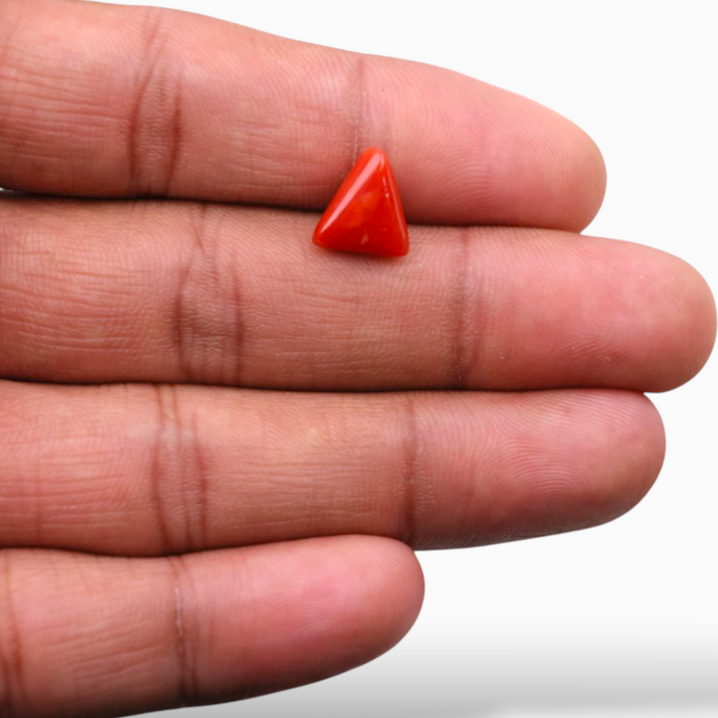 Buy Red Moonga Stone For Sale 3.01 Carats Triangle Shape Size 10.6mm