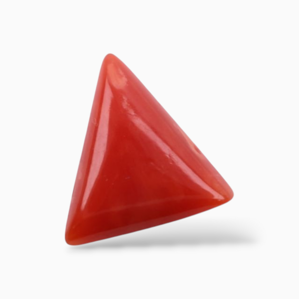 Best Quality Coral Stone For Sale 2.82 Carats Triangle Shape Size 11.1mm