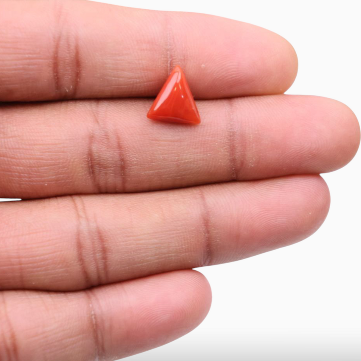 Best Quality Coral Stone For Sale 2.82 Carats Triangle Shape Size 11.1mm