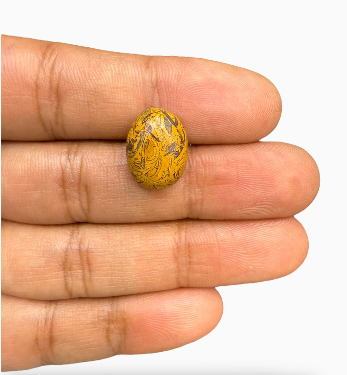 Calligraphy Stone Oval Cabochon 9.58 Carats 15.5x12 mm Mariam Stone