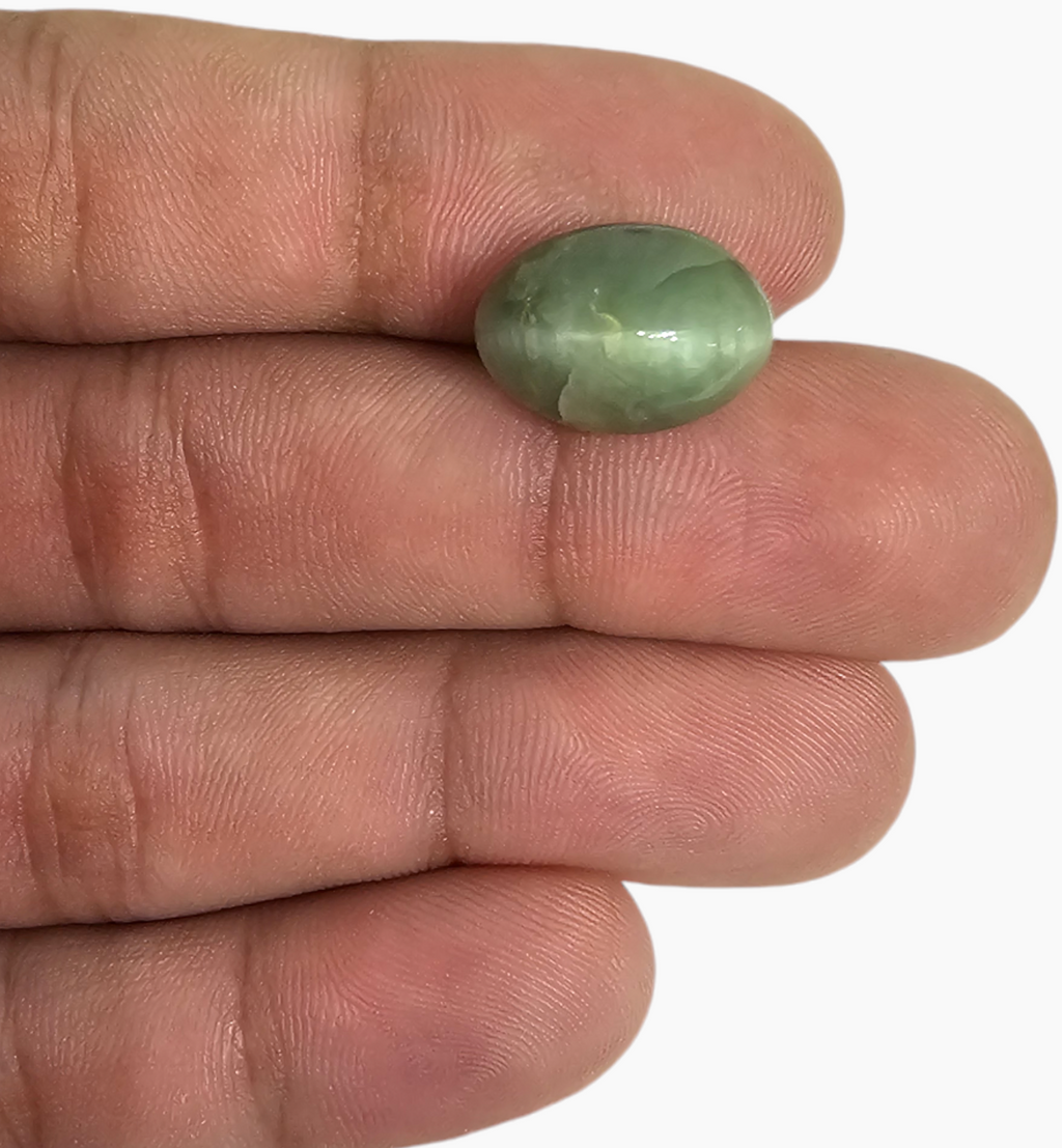 Cats Eye Stone Natural 10.72 Carats Oval Cabochon Size 15.5X11mm
