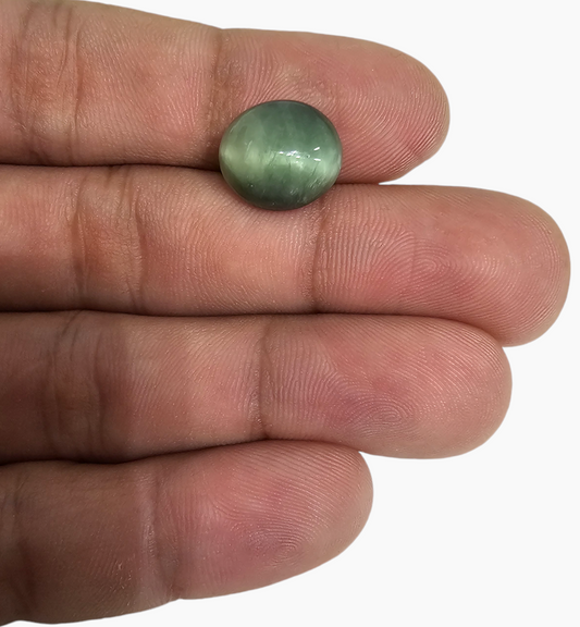 Natural Cats Eye Stone 7.75 Carats Oval Cabochon Size 13.3X11.8mm