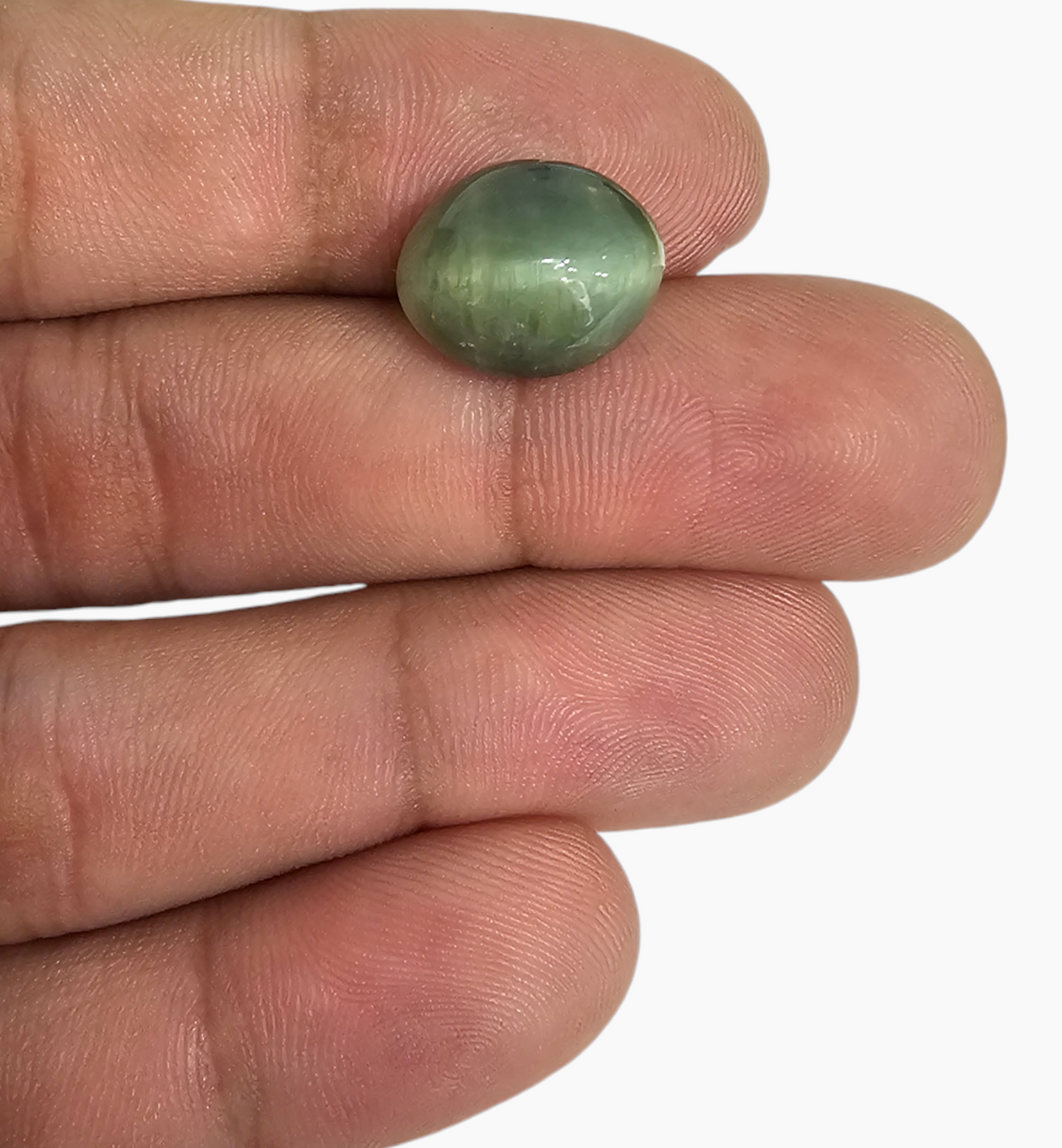 Cats Eye Stone Natural 9.63 Carats Oval Cabochon Size 14.2X11.8mm