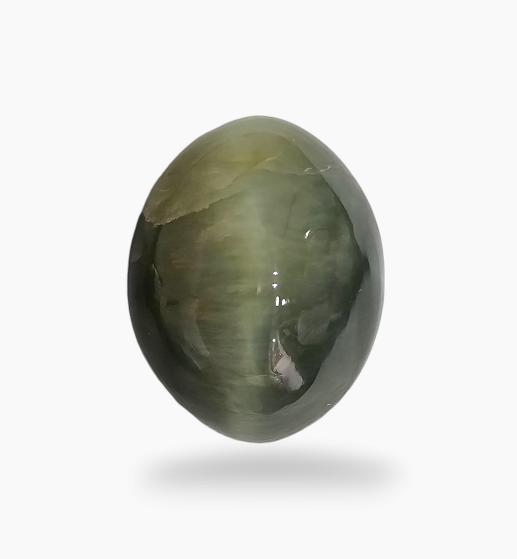 Cats Eye Stone Natural 9.68 Carats Oval Cabochon Size 14.6X11.6mm