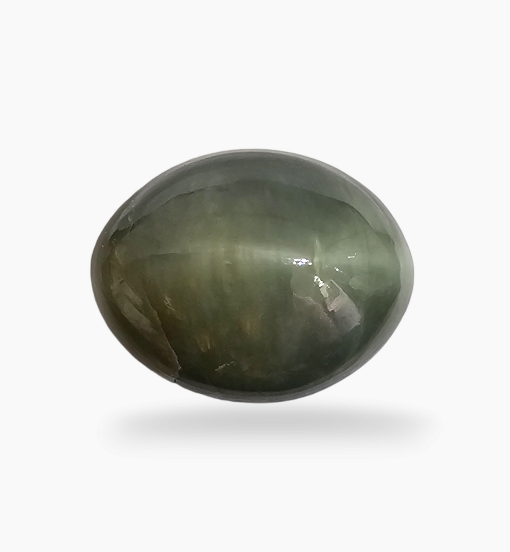Cats Eye Stone Natural 9.68 Carats Oval Cabochon Size 14.6X11.6mm
