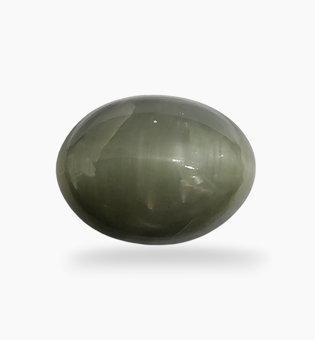 Cats Eye Stone Natural 9.76 Carats Oval Cabochon Size 14.18X11.5mm