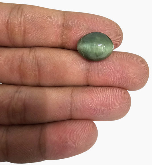 Natural Cats Eye Stone 9.78 Carats Oval Cabochon Size 15X12mm