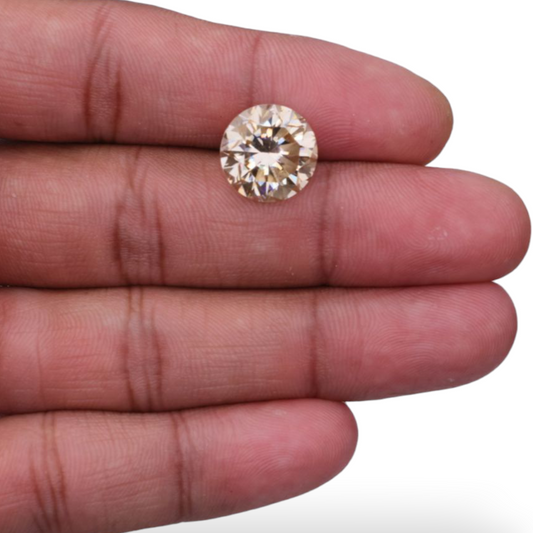 Champagne Moissanite Round  8.42 Carats 13mm