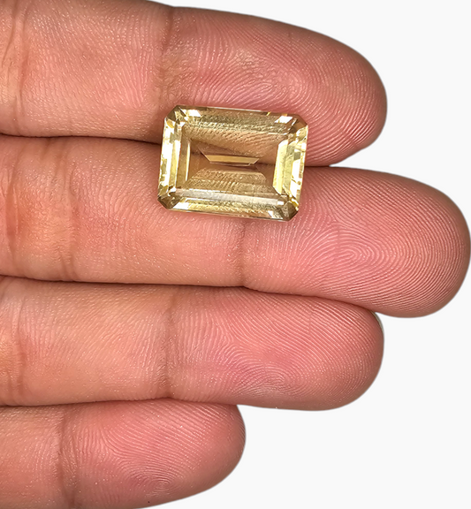 Natural Citrine Rock 12.17 Carats Emerald Cut Shape Size 16.2x12mm