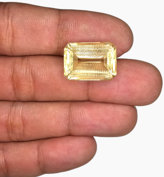 Natural Citrine Stone 15.97 Carats Emerald Cut Shape Size 18x13mm