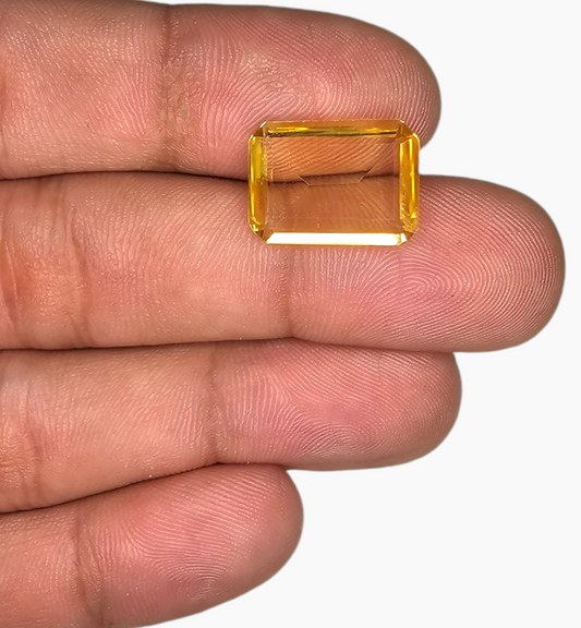 Natural Citrine Stone 16.77 Carats Emerald Cut Shape Size 15.8x11.6mm