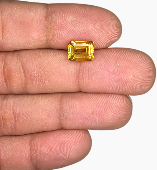 Natural Citrine Crystal 2.55 Carats Emerald Cut Shape Size 9x7mm