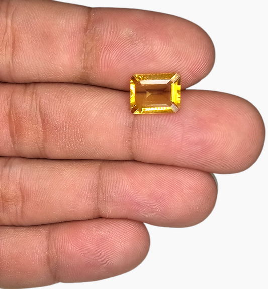 Natural Citrine Crystal 2.66 Carats Emerald Cut Shape Size 10x8mm