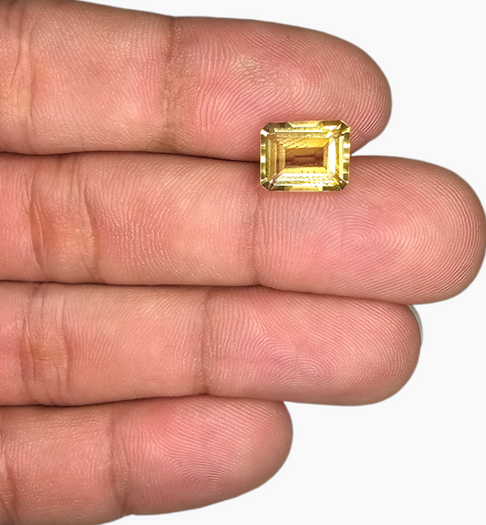 Natural Citrine Crystal 3.26 Carats Emerald Cut Shape Size 10x8mm