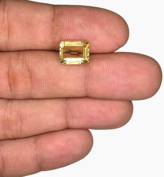 Natural Citrine Crystal 3.30 Carats Emerald Cut Shape Size 10x8mm