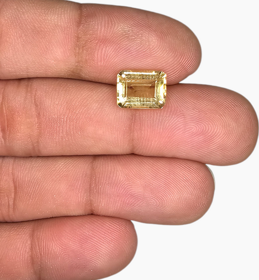 Natural Citrine Crystal 3.32 Carats Emerald Cut Shape Size 10x8mm