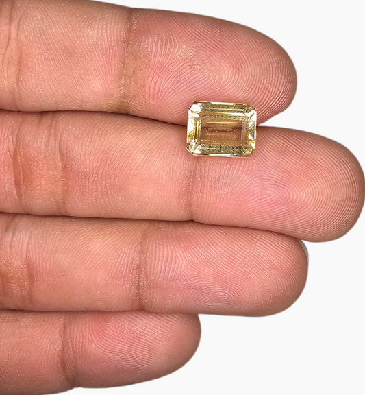 Natural Citrine Crystal 3.37 Carats Emerald Cut Shape Size 10x8mm