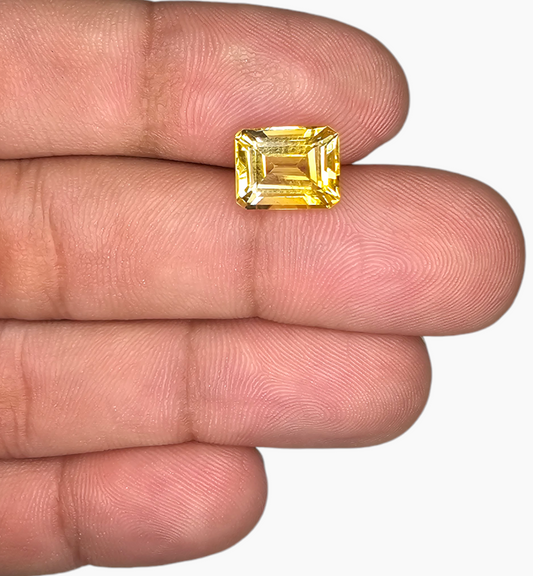 Natural Citrine Crystal 3.63 Carats Emerald Cut Shape Size 10x8mm