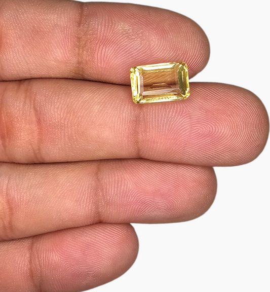 Natural Citrine Stone 3.75 Carats Emerald Cut Shape Size 11.2x7.5mm