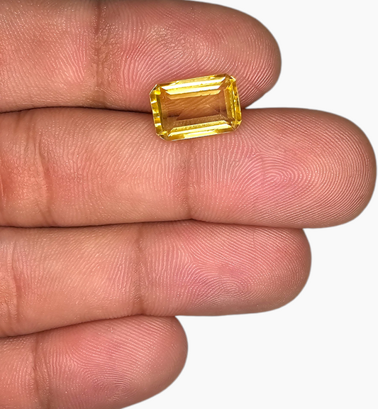 Natural Citrine Stone 3.88 Carats Emerald Cut Shape Size 12x8mm