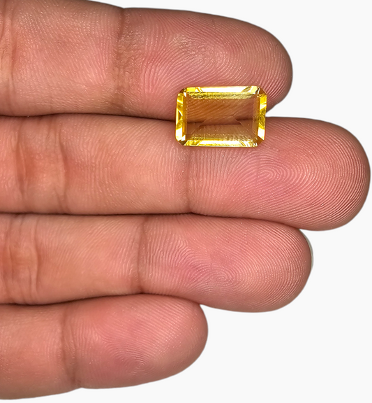 Natural Citrine Stone 3.89 Carats Emerald Cut Shape Size 11.2x7.5mm