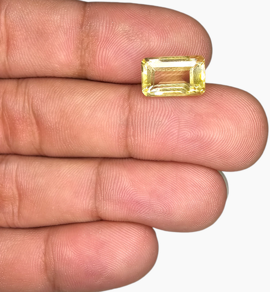 Natural Citrine Stone 4.09 Carats Emerald Cut Shape Size 11.8x17.4mm