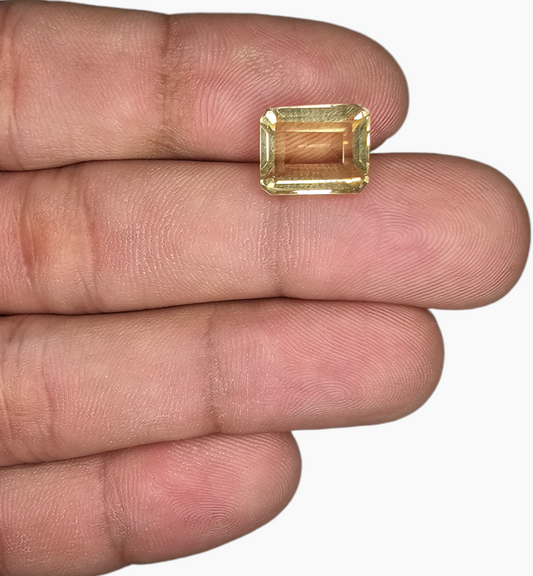 Natural Citrine Crystal 4.65 Carats Emerald Cut Shape Size 11x9mm