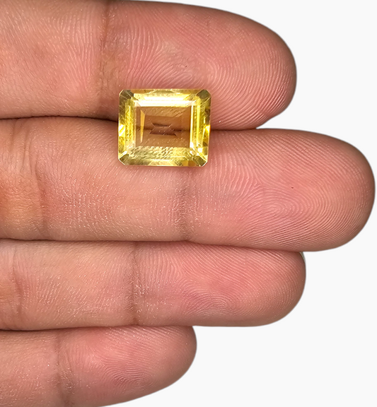 Natural Citrine Crystal 5.74 Carats Emerald Cut Shape Size 12.2x10.2mm