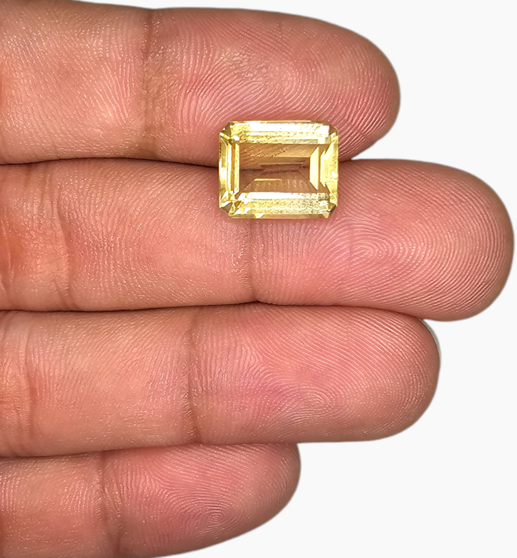 Natural Citrine Crystal 5.90 Carats Emerald Cut Shape Size 12x10mm