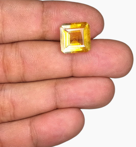 Natural Citrine Rock 6.64 Carats Emerald Cut Shape Size 12x12mm