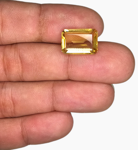 Natural Citrine Stone 6.75 Carats Emerald Cut Shape Size 14.2x10mm