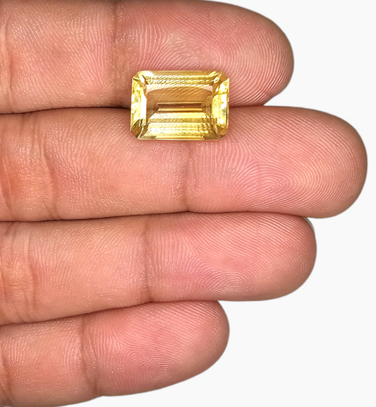 Natural Citrine Crystal 7.00 Carats Emerald Cut Shape Size 14.2x10mm