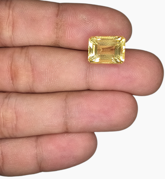 Natural Citrine Crystal 7.71 Carats Emerald Cut Shape Size 12x9mm