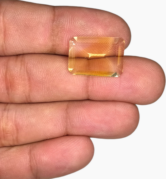 Natural Citrine Stone 7.89 Carats Emerald Cut Shape Size 17.9x12.8mm