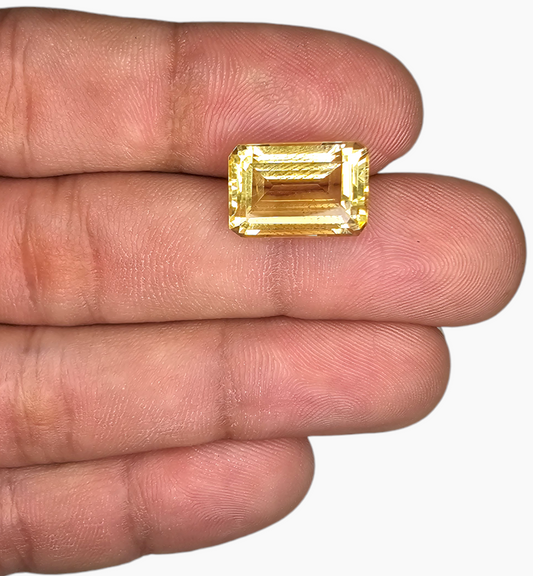 Natural Citrine Crystal 8.19 Carats Emerald Cut Shape Size 14.2x9.9mm