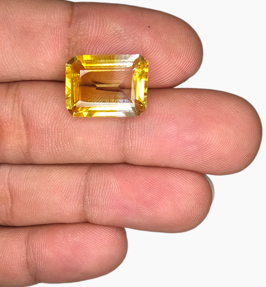 Natural Citrine Crystal 9.81 Carats Emerald Cut Shape Size 16x12mm